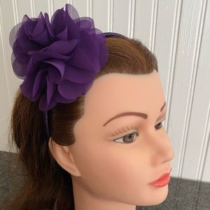 Girls J Crew dark Purple Rose Flower Headband new